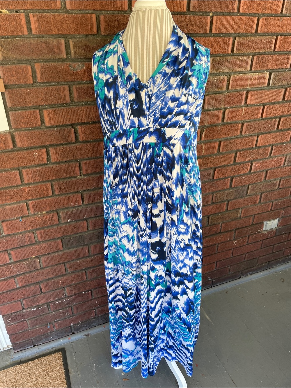 Chico’s Sleeveless Blue Patterned Maxi Dress